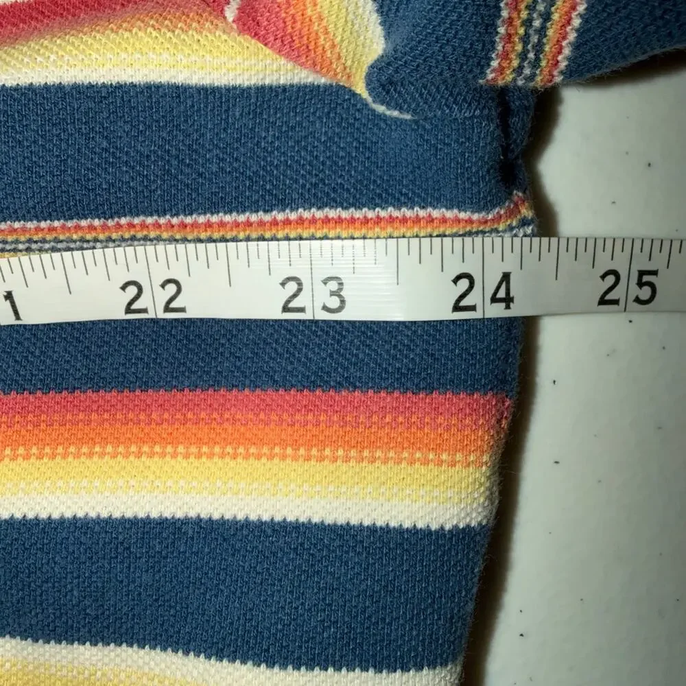 Polo Ralph Lauren Mens Size XL Blue Yellow Orange Stripe Short Sleeve Polo Shirt